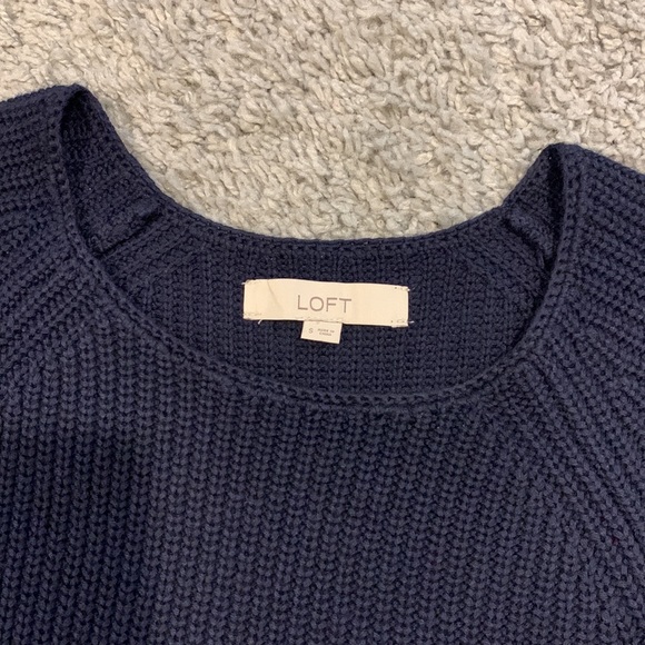 LOFT navy blue sweater with bell sleeves, size small - Picture 2 of 2
